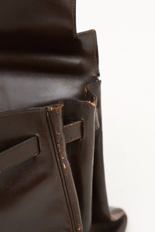 1971 Chocolate Box Leather Kelly Retourne 32 Bag