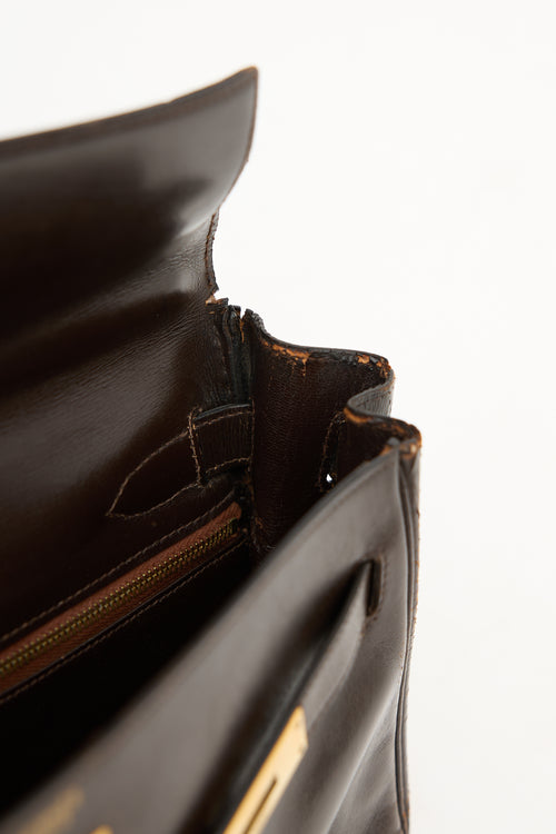 1971 Chocolate Box Leather Kelly Retourne 32 Bag