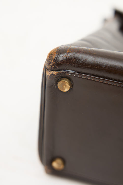 1971 Chocolate Box Leather Kelly Retourne 32 Bag