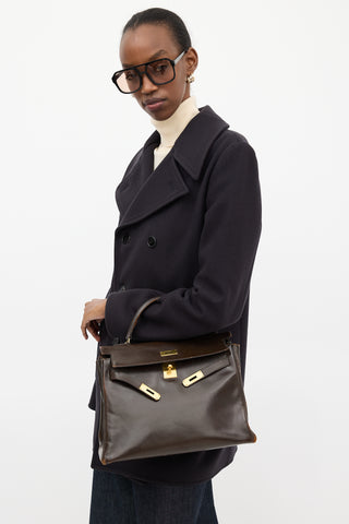 1971 Chocolate Box Leather Kelly Retourne 32 Bag