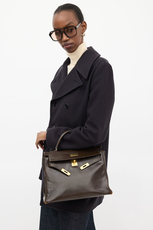 1971 Chocolate Box Leather Kelly Retourne 32 Bag