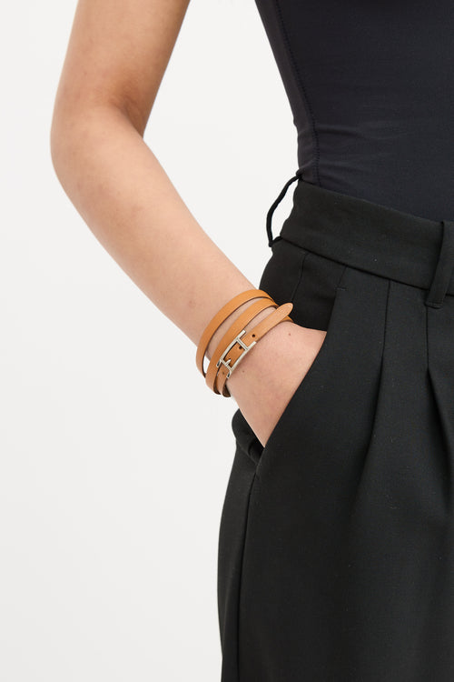 Hermès Leather Hapi 3 Tours Wrap Bracelet