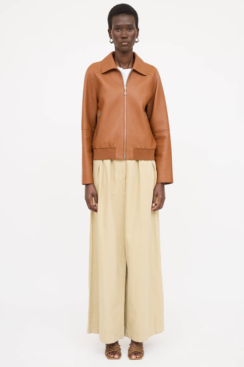 Hermès Marron Fauvre Leather Jacket