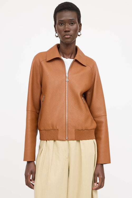 Hermès Marron Fauvre Leather Jacket