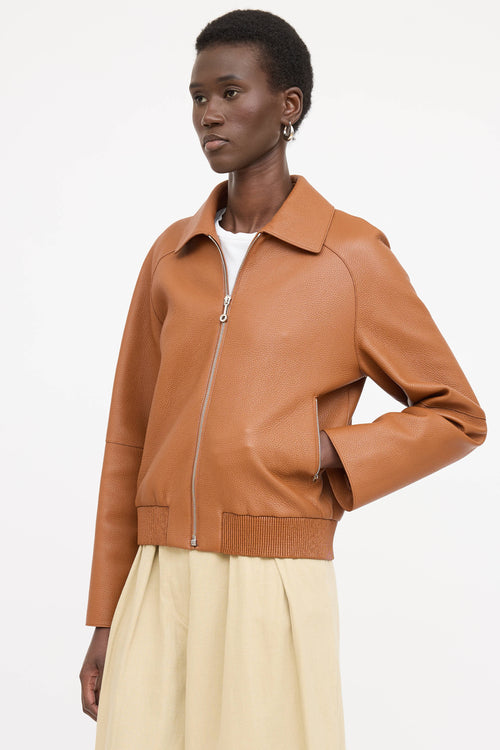 Hermès Marron Fauvre Leather Jacket