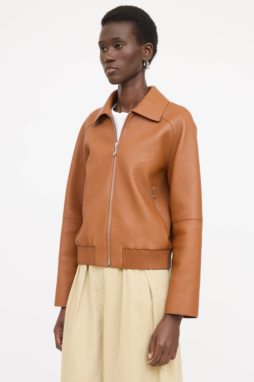 Hermès Marron Fauvre Leather Jacket