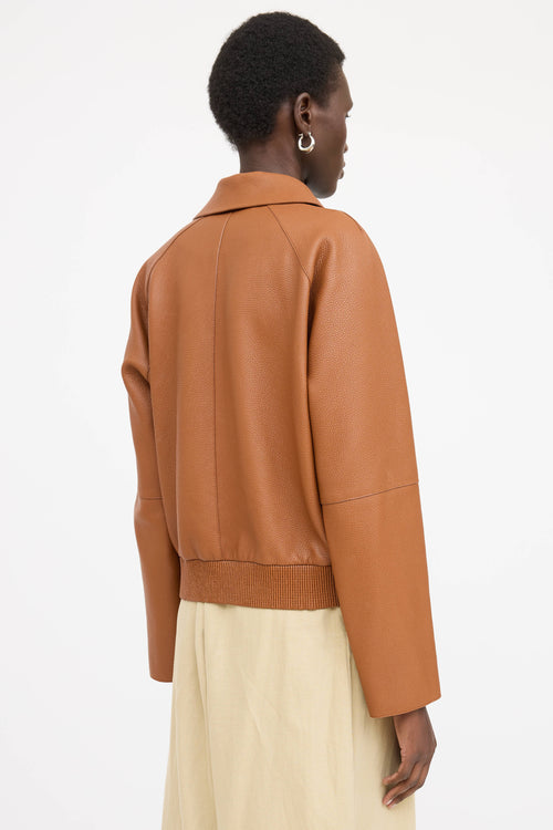 Hermès Marron Fauvre Leather Jacket