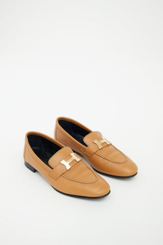 Brown Leather & Gold H Paris Loafer