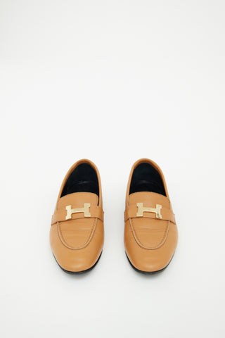 Brown Leather & Gold H Paris Loafer