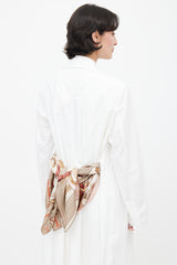 Hermès 2005 Pink & Taupe Carre En Carres 90 Scarf