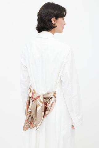 Hermès 2005 Pink & Taupe Carre En Carres 90 Scarf