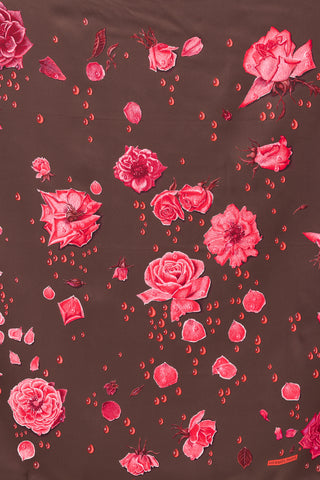 Hermès Brown & Multicolour Silk La Rosée 90 Scarf