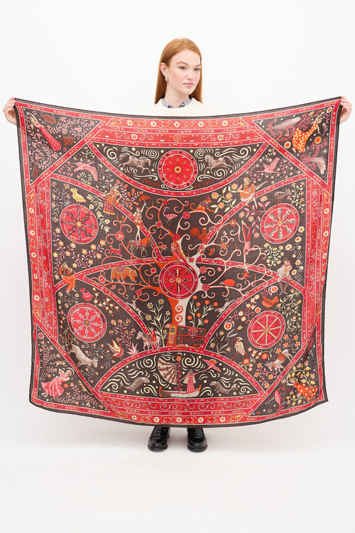 Hermes Brown & Multicolour Peuple du Vent Scarf