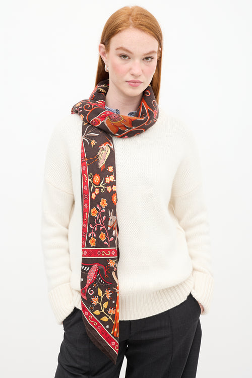 Hermes Brown & Multicolour Peuple du Vent Scarf