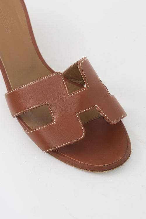 Hermes Brown Leather Oasis Sandal