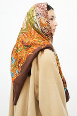 Hermès Brown & Orange Jungle Love Cashmere Shawl