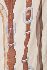 Hermès Brown Silk & Cashmere Coaching 140 Scarf