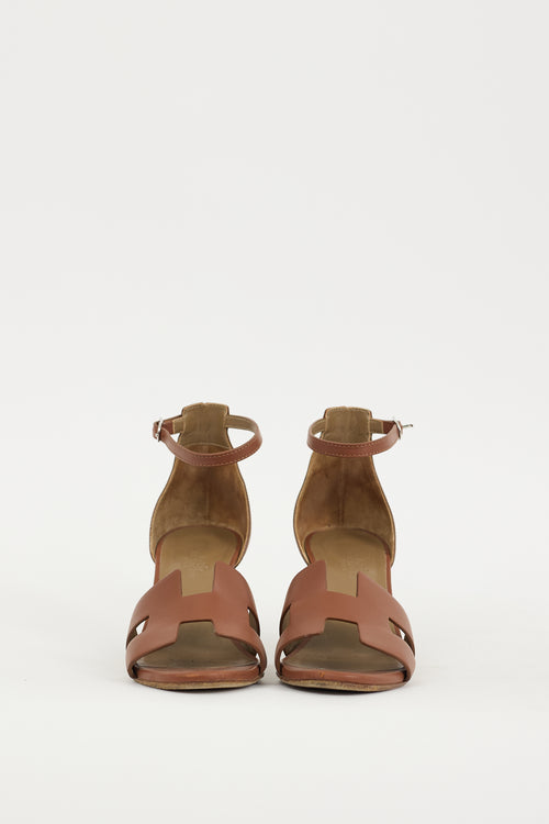 Hermès Brown & Silver Leather Legend Sandal