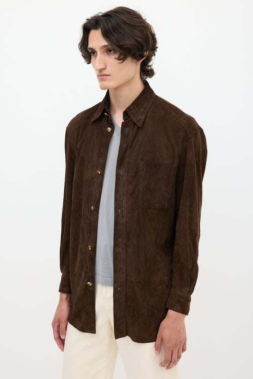 Hermès Brown Suede One Pocket Shirt