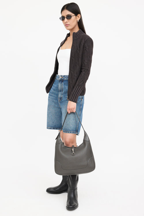 Hermès 2006 Graphite Clemence Trim 35 Bag