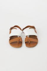 Hermès Brown & White Leather Strappy Sandal
