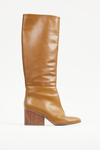 Hermès Brown Leather Knee High Boot