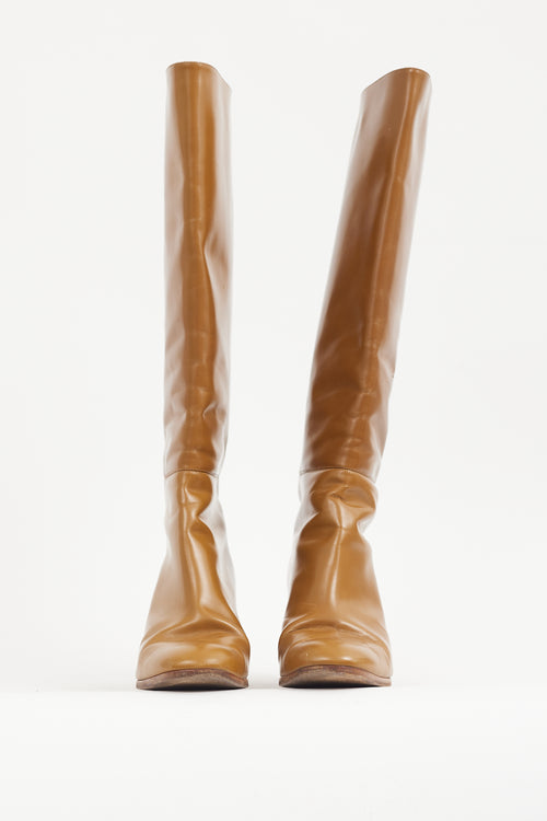 Hermès Brown Leather Knee High Boot