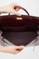 Hermès 1981 Bordeaux Box Kelly Sellier 35 Bag