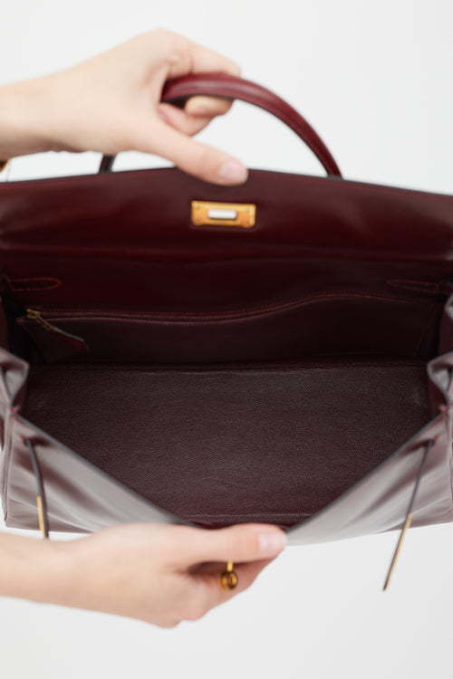 Hermès 1981 Bordeaux Box Kelly Sellier 35 Bag