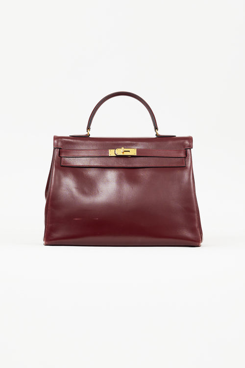 Hermès 1981 Bordeaux Box Kelly Retourne 35 Bag Bag