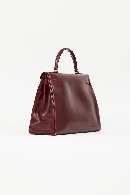 Hermès 1981 Bordeaux Box Kelly Retourne 35 Bag Bag