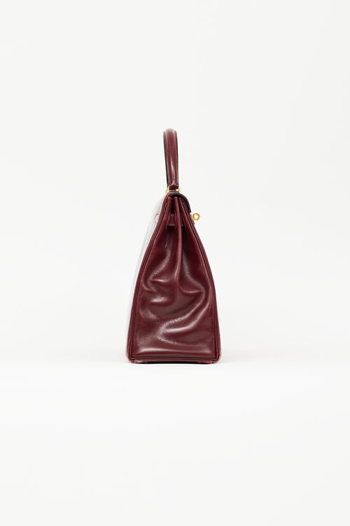 Hermès 1981 Bordeaux Box Kelly Retourne 35 Bag Bag