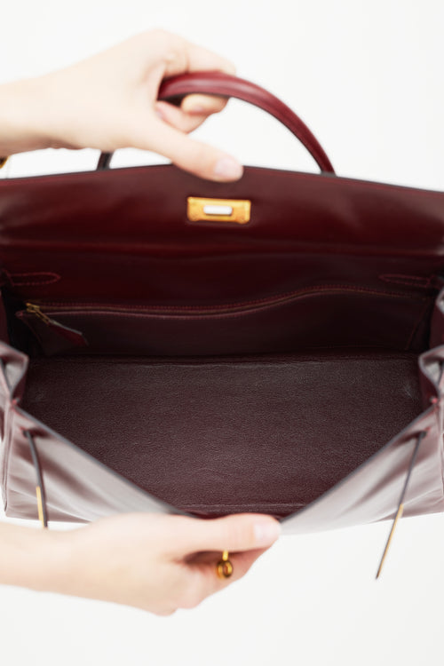 Hermès 1981 Bordeaux Box Kelly Retourne 35 Bag Bag