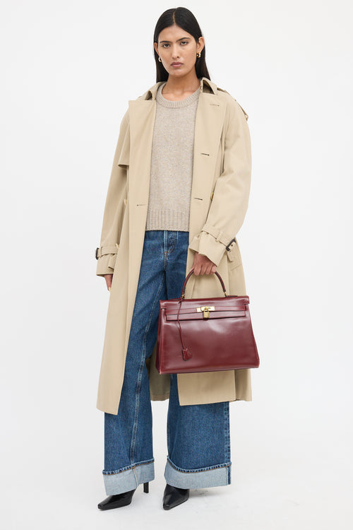 Hermès 1981 Bordeaux Box Kelly Retourne 35 Bag Bag