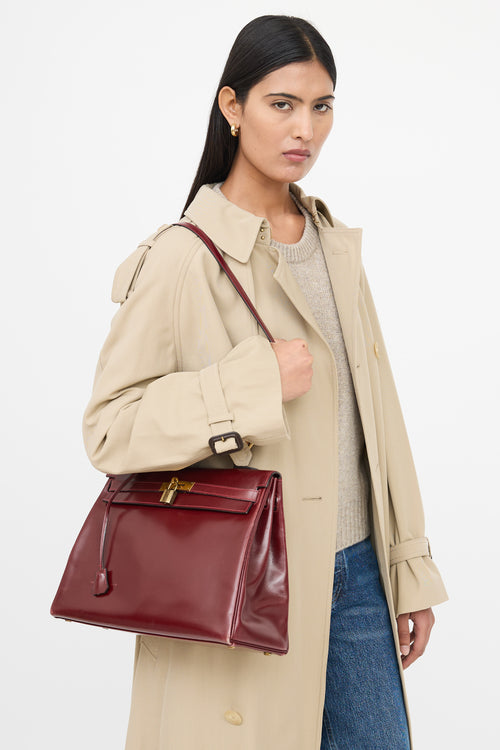 Hermès 1981 Bordeaux Box Kelly Retourne 35 Bag Bag