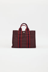 Hermès 2000s Burgundy & Red Toile Herline Fourre Tout PM Bag