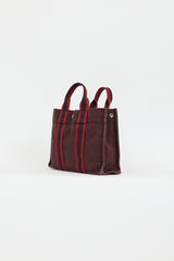 Hermès 2000s Burgundy & Red Toile Herline Fourre Tout PM Bag