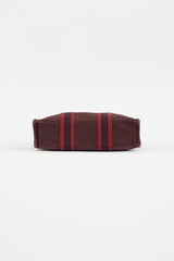 Hermès 2000s Burgundy & Red Toile Herline Fourre Tout PM Bag