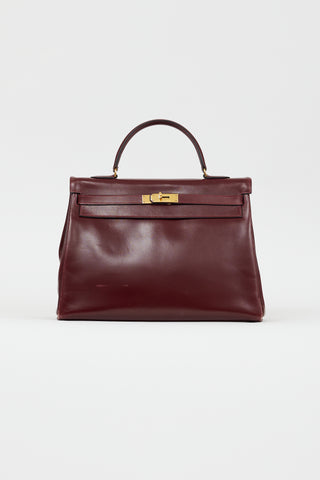 Hermès 1981 Bordeaux Box Kelly Sellier 35 Bag