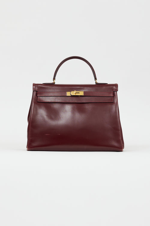 Hermès 1981 Bordeaux Box Kelly Sellier 35 Bag