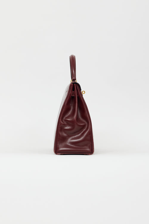 Hermès 1981 Bordeaux Box Kelly Sellier 35 Bag