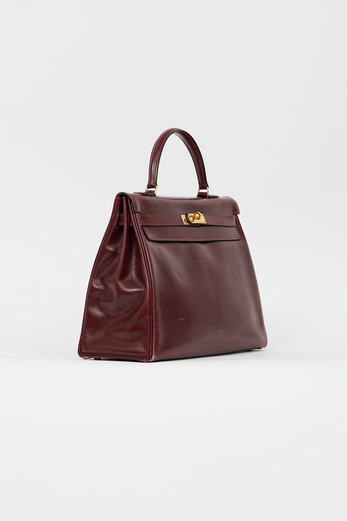 Hermès 1981 Bordeaux Box Kelly Sellier 35 Bag