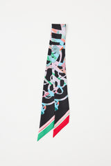 Hermès Black & Multi Silk Cavalcadour Morning Twilly