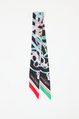 Hermès Black & Multi Silk Cavalcadour Morning Twilly