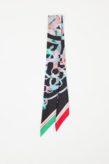 Hermès Black & Multi Silk Cavalcadour Morning Twilly