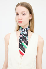Hermès Black & Multi Silk Cavalcadour Morning Twilly