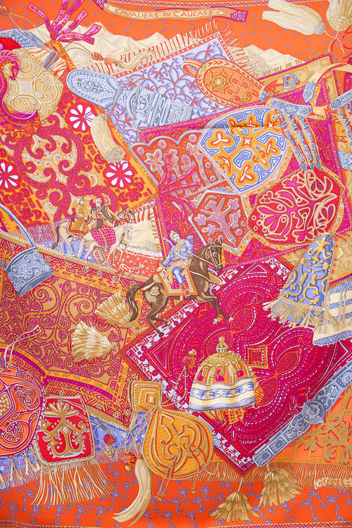 Hermès 2015 Silk Cavaliers du Caucase 90 Scarf