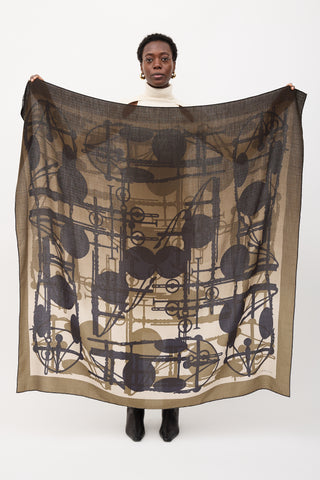 Hermès Cashmere & Silk Imprimeur Fou Brides et Frontaux 140 Shawl