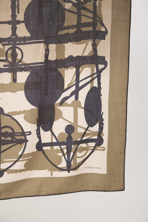 Hermès Cashmere & Silk Imprimeur Fou Brides et Frontaux 140 Shawl