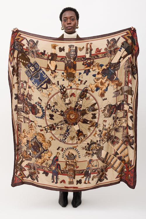 Hermès Cashmere & Silk Kachinas 140 Shawl